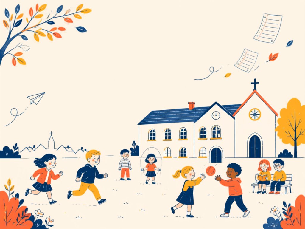 Les enfants dans la cour de l'école